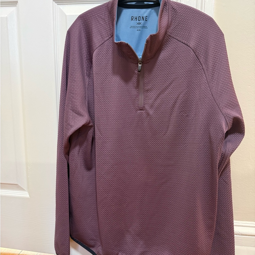 RHONE Men's Quarter-Zip Performance Sweater in Dusty Rose
